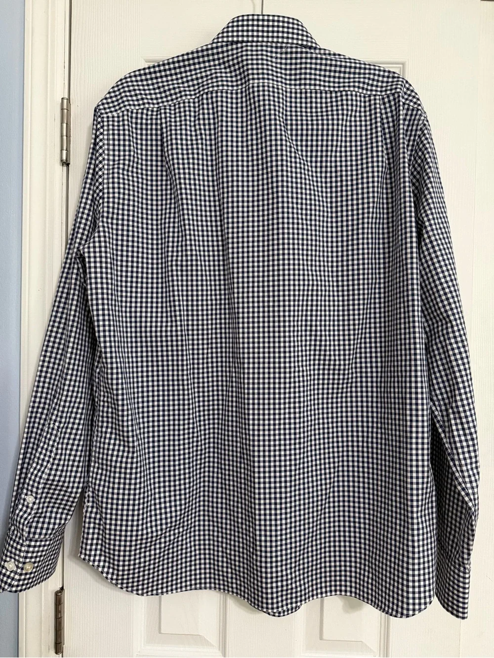 J‎ crew button down blue white checkered slim fit button down shirt  XL classic